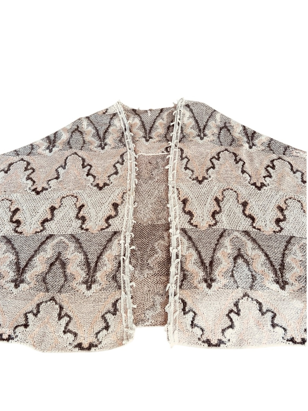 Free People Cotton Knit Butterfly Kimono Beige Black Size Medium